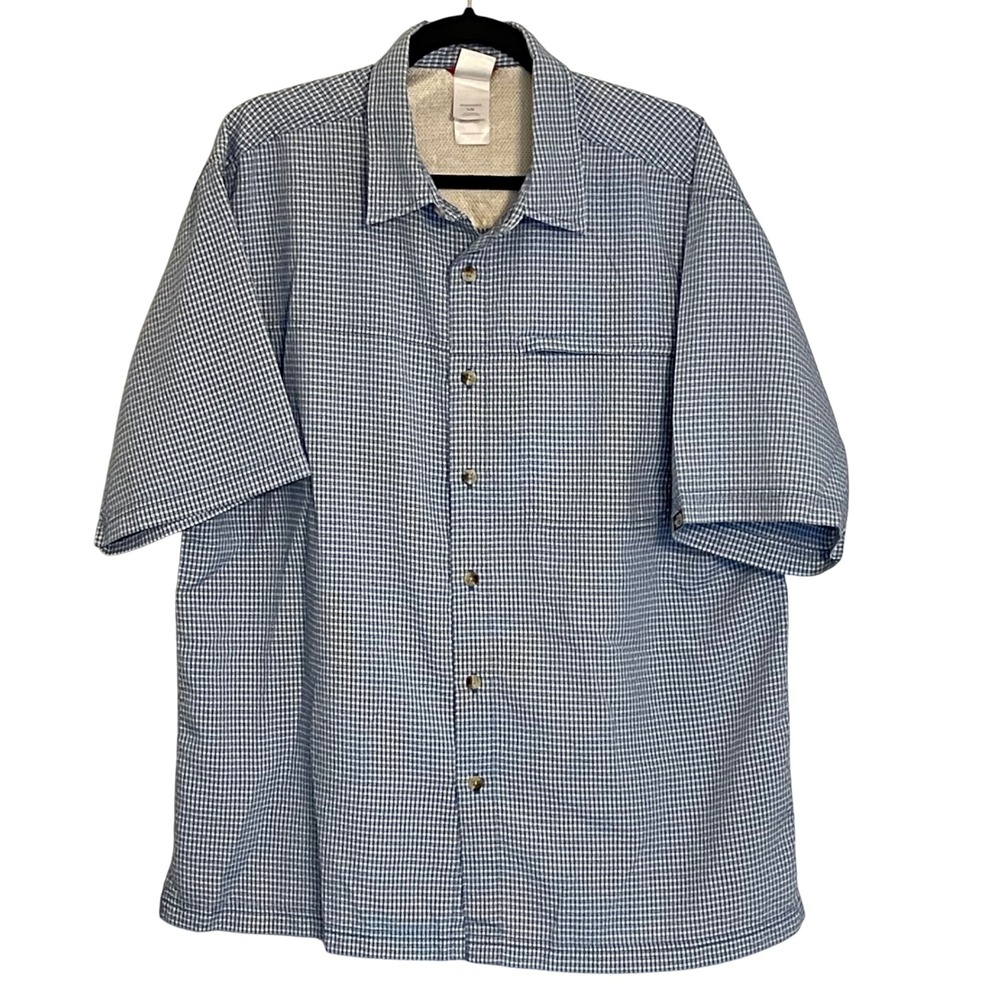The North Face Men's Blue Gingham Short Sleeve Button Up‎ Shirt Size L G